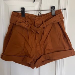 Burnt orange shorts with front tie